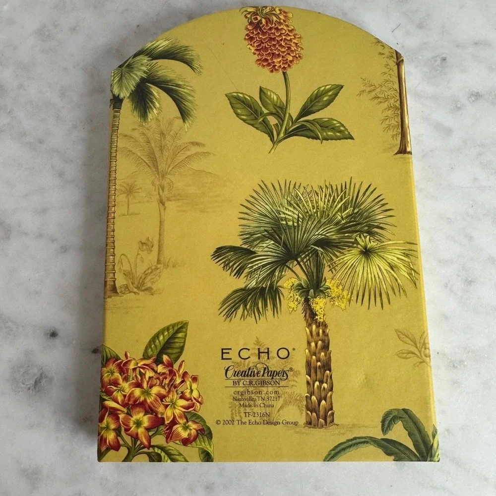 New Echo Creative Paper C.R. Gibson Tropical Palm Tree Folding 3-Photo Frame Y2K